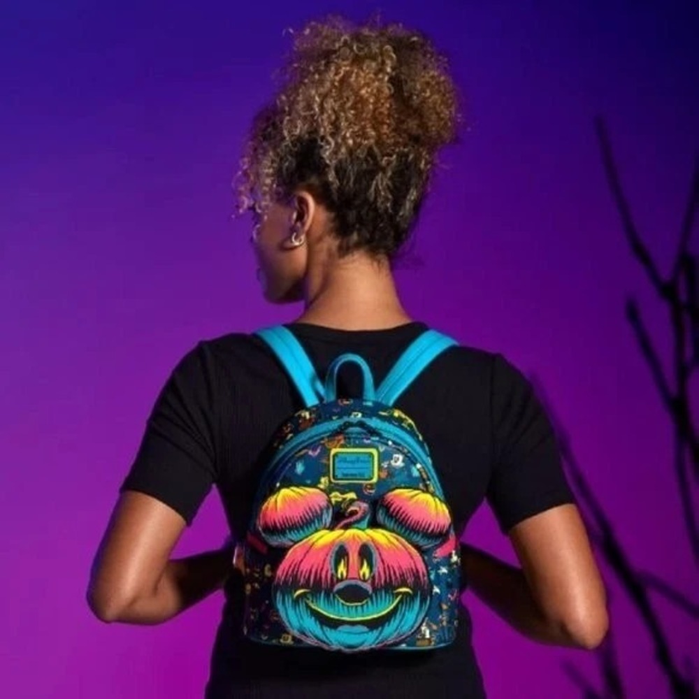 Loungefly Disney Mickey Mouse Halloween Glow in the Dark Mini Backpack - Picture 3 of 5
